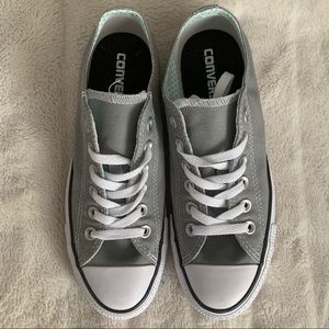 Converse Double Tongue Sneaker Gray Teal Polka-Dot